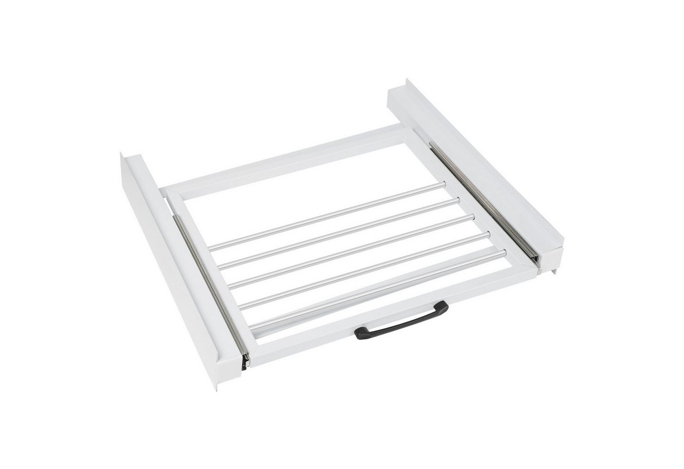 XERSEK Zwischenbaurahmen Metall Verbindungsrahmen mit Ausziehplatte Verdickte Zwischenbaurahmen (Universal Zubehör für Waschmaschine Trockner, Wäschekorb, Ausziehbarer Ablage Max.100kg), inkl. Zurrgurt, Weiß von XERSEK