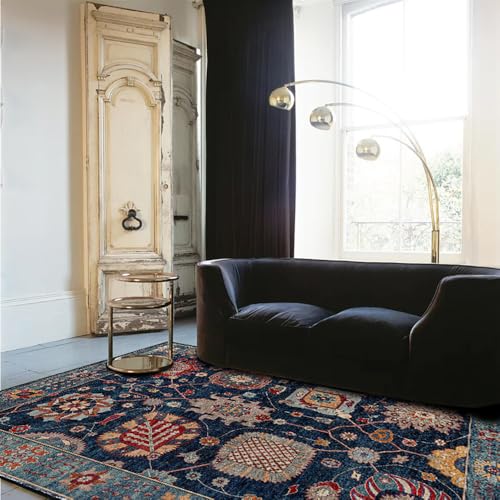 Moderner Designer Teppich rutschfest Waschbar Teppich Retro-Blau-MusterHomeDekorativeTeppiche,110x190cm Moderner Designer Teppich rutschfest Waschbar Teppich Retro-Blau-MusterHomeDekorativeTeppiche,110x190cm von XESZIEO
