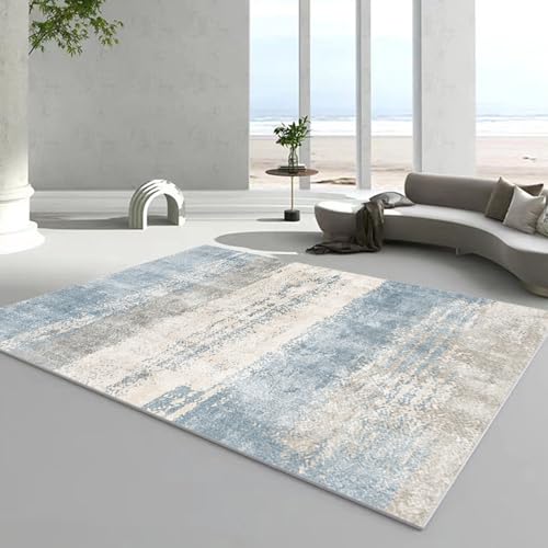 XESZIEO Moderner Designer Teppich rutschfest Waschbar Teppich Abstraktes GraublauHomeDekorativeTeppiche,110x190cm von XESZIEO