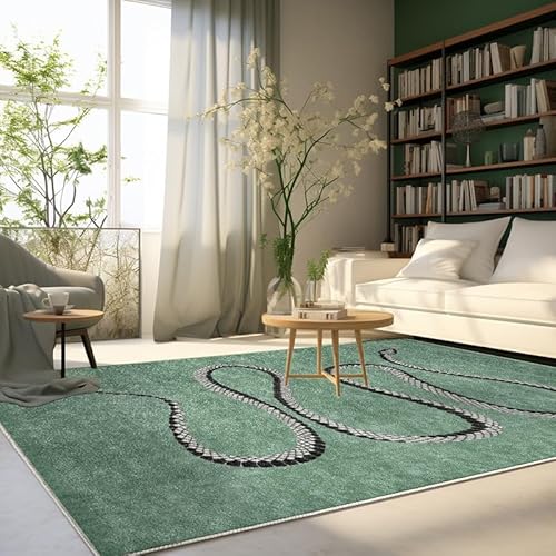 XESZIEO Moderner Designer Teppich rutschfest Waschbar Teppich Abstraktes Retro-GrünHomeDekorativeTeppiche,110x190cm von XESZIEO