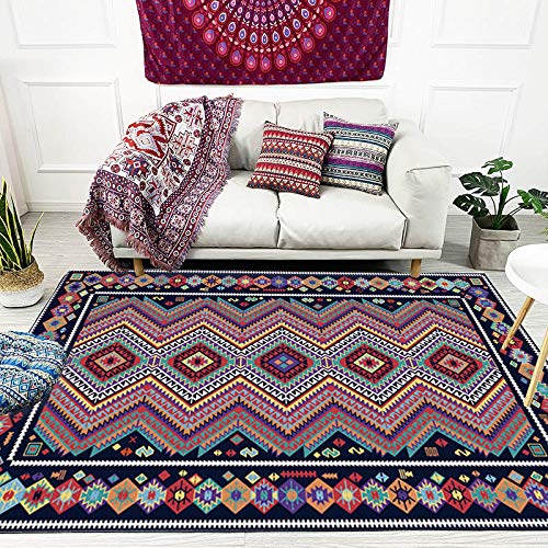 XESZIEO Moderner Designer Teppich rutschfest Waschbar Teppich Geometrisches OrangeHomeDekorativeTeppiche,110x190cm von XESZIEO