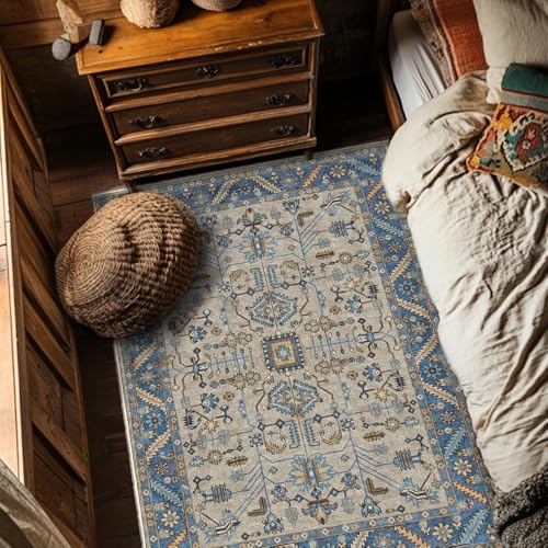 XESZIEO Moderner Designer Teppich rutschfest Waschbar Teppich Retro-Blau-MusterHomeDekorativeTeppiche,110x190cm XESZIEO Moderner Designer Teppich rutschfest Waschbar Teppich Retro-Blau-MusterHomeDekorativeTeppiche,110x190cm von XESZIEO