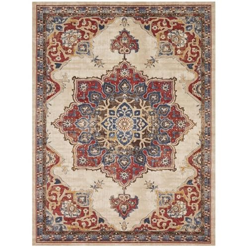 XESZIEO Moderner Designer Teppich rutschfest Waschbar Teppich Retro-Muster rotHomeDekorativeTeppiche,110x190cm von XESZIEO