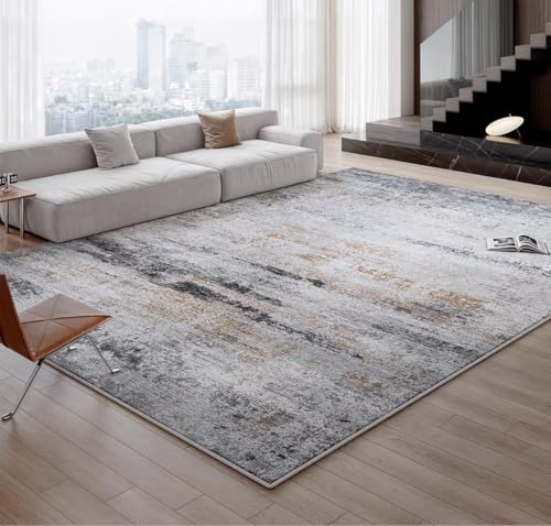 XESZIEO Teppich Wohnzimmer 140 x 200 cm,Abstraktes Graubraun Waschbarer KleinerTeppich Esszimmer Dekorative Teppich von XESZIEO