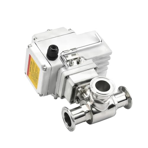 32-mm-Dreiwege-Edelstahl-Sanitär-Elektrokugelhahn mit drei Klemmhülsen, 220 V, 110 V, 12 V, hoher Plattform-Kugelhahn(L TYPE_12VDC) von XEUVYMWT