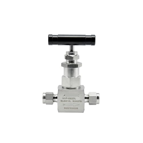Hochdruck-Nadelventil aus 6000 PSI-Edelstahl mit 2-Wege-einstellbarem Durchfluss for Gaskompressionsanschluss(8mm) von XEUVYMWT
