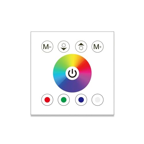 XEUVYMWT DC12V-24V Einzelfarbtemperatur RGB/RGBW 86 Wand-Touchscreen-Controller LED-Lichtleiste Glas-Dimmer-Controller 4A*3CH(RGBW -W) von XEUVYMWT
