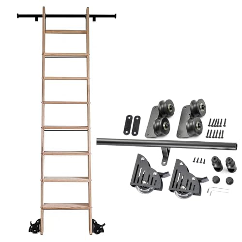 XEXENAMU Rollleiter-Hardware-Kit für Bibliotheken, Schiebeleiter-Hardware-Kit, Schwarze Rollleiter-Schiene aus Stahl für Bibliotheken, Schiebeschienen-Kit im Scheunenstil für Zuhause/Büro/B XEXENAMU Rollleiter-Hardware-Kit für Bibliotheken, Schiebeleiter-Hardware-Kit, Schwarze Rollleiter-Schiene aus Stahl für Bibliotheken, Schiebeschienen-Kit im Scheunenstil für Zuhause/Büro/B von XEXENAMU