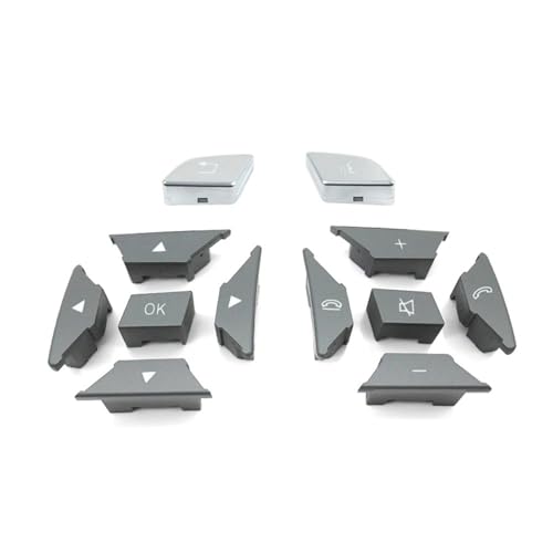 Multifunktions Lenkradschlüs Für BENZ CE Für GLK A-Klasse W204 X204 W212 W218 W156 W246 2185400162 1725400262 Auto Lenkrad Taste Menüsteuerung Schalterabdeckung(Model B Light Gray) von XEXJHQQ