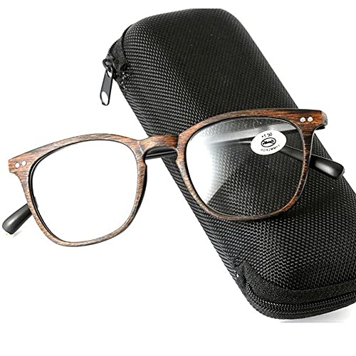 XFAK 1.5 Retro Lesebrillen Holzlook Computerbrille Große Presbyopie Brille Holz Vollrandbrille Leichte Herren Damen Computer Lesebrille (Color : Brown, Size : Diopter+1.5) von XFAK