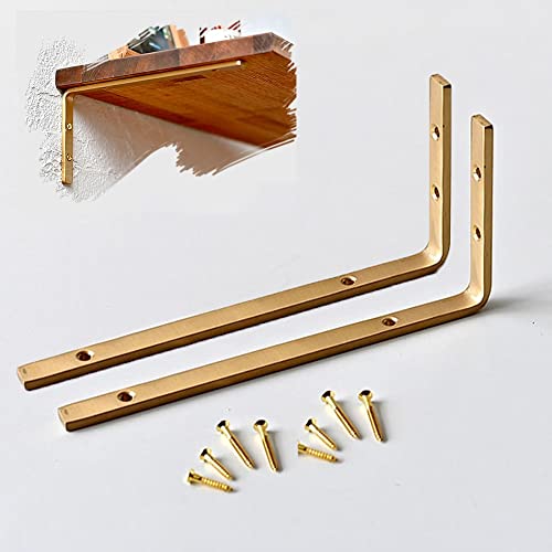 XFAK L- Wandwinkel Regalstützen 90 Grad Regalträger Metall Messing Regalhalterungen Regalwinkel Wandhalterung Mit Schrauben, Goldene, 2er Set XFAK L- Wandwinkel Regalstützen 90 Grad Regalträger Metall Messing Regalhalterungen Regalwinkel Wandhalterung Mit Schrauben, Goldene, 2er Set von XFAK