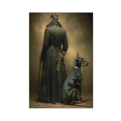 XFATGIA Leinwandposter "Gentleman mit Dobermann", Schlafzimmerdekoration, Landschaft, Büro, Raumdekoration, Geschenk, 50 x 75 cm XFATGIA Leinwandposter "Gentleman mit Dobermann", Schlafzimmerdekoration, Landschaft, Büro, Raumdekoration, Geschenk, 50 x 75 cm von XFATGIA