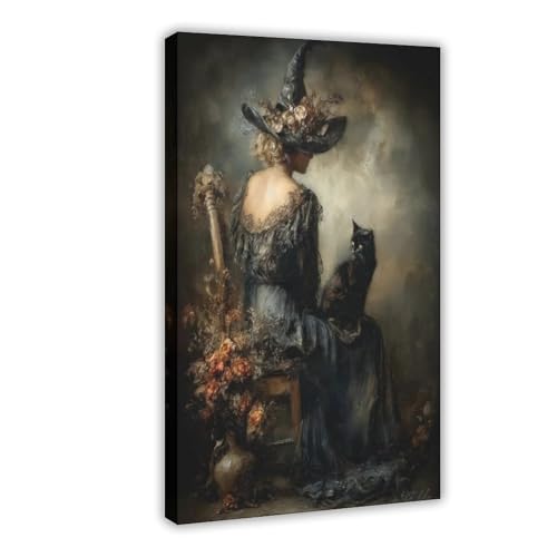 XFATGIA Leinwandposter Hexe und schwarze Katze, Wandkunst, Dekor, Bild, Gemälde für Wohnzimmer, Schlafzimmer, Dekoration, 30 x 45 cm XFATGIA Leinwandposter Hexe und schwarze Katze, Wandkunst, Dekor, Bild, Gemälde für Wohnzimmer, Schlafzimmer, Dekoration, 30 x 45 cm von XFATGIA