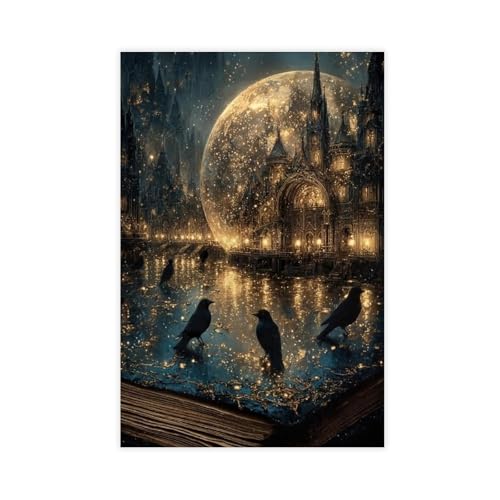 XFATGIA Leinwandposter Mondlicht, Fantasy-Rabe, Wandkunst, Dekordruck, Bild Gemälde für Wohnzimmer, Schlafzimmer, Dekoration, 30 x 45 cm XFATGIA Leinwandposter Mondlicht, Fantasy-Rabe, Wandkunst, Dekordruck, Bild Gemälde für Wohnzimmer, Schlafzimmer, Dekoration, 30 x 45 cm von XFATGIA