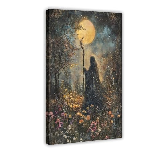 XFATGIA Leinwandposter Mondschein-Hexe, Schlafzimmer, Dekoration, Landschaft, Büro, Raumdekoration, Geschenk, 30 x 45 cm XFATGIA Leinwandposter Mondschein-Hexe, Schlafzimmer, Dekoration, Landschaft, Büro, Raumdekoration, Geschenk, 30 x 45 cm von XFATGIA