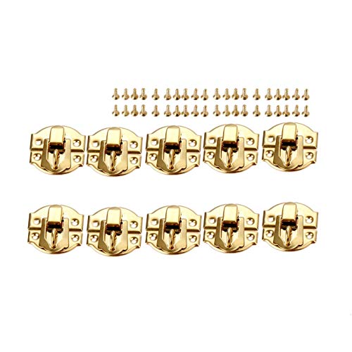 XFCNOI 10Pcs Gold-Schmuck-Box Latches Fallen-Verschluss Schnäpper for Schmuck Chest Box Koffer Vorhängeschloss Handtasche Buckle Clipschließe (Größe : 27 * 29mm) von XFCNOI