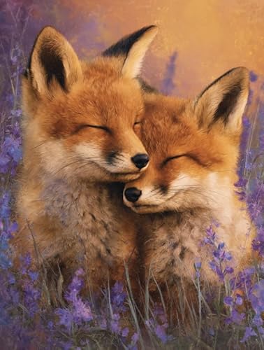 XFENDOUDOU Kreuzstich stickpackungen zählmuster Fuchs in den Blumen Stickbilder Vorgedruckt Kreuzstich für Wandkunst-Heimdekoration16x20inch von XFENDOUDOU