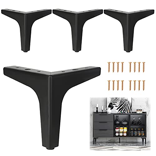 XFGFDFF Möbelbeine, 4 Stück, schwarze Metall-Tischbeine, Ersatzbeine für DIY-Möbelbeine, geeignet für Couchtische, TV-Tische, Kleiderschränke, Sofas, Betten und andere Möbel-Schreibtischbeine, von XFGFDFF