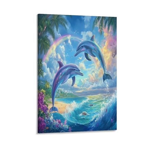 XFKLYNVCJ Delfin Wandbild Leinwand Gemälde Wand-Dekorationen Wandposter Leinwanddrucke Kunstwerk Für Bauernhaus Schlafzimmer Wohnzimmer Dekor 16x24inch(40x60cm) von XFKLYNVCJ