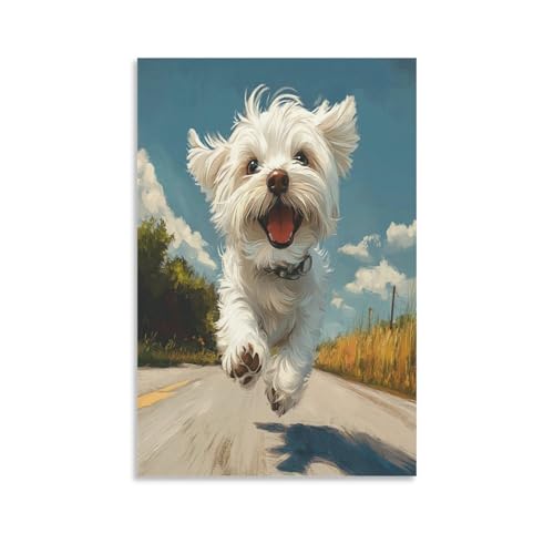 XFKLYNVCJ Malteser Hund Wandbild Leinwand Gemälde Wanddekoration Poster Kunstdruck Für Bauernhaus Schlafzimmer Wohnzimmer Dekor 08x12inch(20x30cm) von XFKLYNVCJ