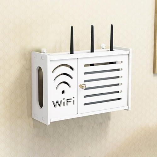 XFKSHCJU WiFi Router Aufbewahrungsbox Router Regal Wandhalterung Holz Kabelmanagement Box Wireless Router Hider Cord Management Container Schreibtisch Schlafzimmer Deko von XFKSHCJU