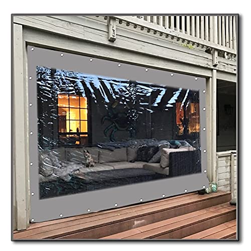 XFLOFE Draussen Vorhang Mit Klarer Plane Panel Durchsichtiger Vorhang Im Freien - Mit Rostfreien Ösen - for Pergola, Veranda, Pavillons (Color : Gray, Size : 2.5x3m/8.2x9.8ft) von XFLOFE