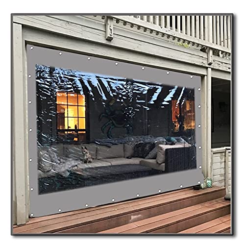 XFLOFE Draussen Vorhang Mit Klarer Plane Panel Durchsichtiger Vorhang Im Freien - Mit Rostfreien Ösen - for Pergola, Veranda, Pavillons (Color : Gray, Size : 4x2.3m/13.1x7.5ft) von XFLOFE
