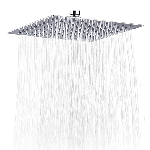 10 -Zoll -Niederschlag 25 cm SQure Duschkopf Ultradünnen Badezimmer Duschhead Chrom Fertig, 12 Zoll von XFLSDHGD