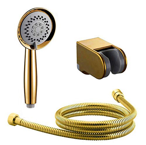 3 Funktion Gold plattierte Hand gehaltene Duschkopfschlauch und Halterung Halter Antique Gold Sprühgerät Multifunktionsfunktion, deren Set a Set a von XFLSDHGD