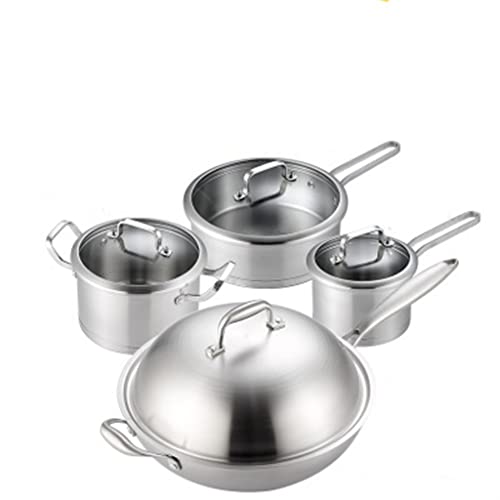 4 Kochgeschirr 8 Stücke Edelstahl Kochgeschirr Kochauflauf Kochtopf Kochtopf Milch Pfanne Wok Home Küche von XFLSDHGD