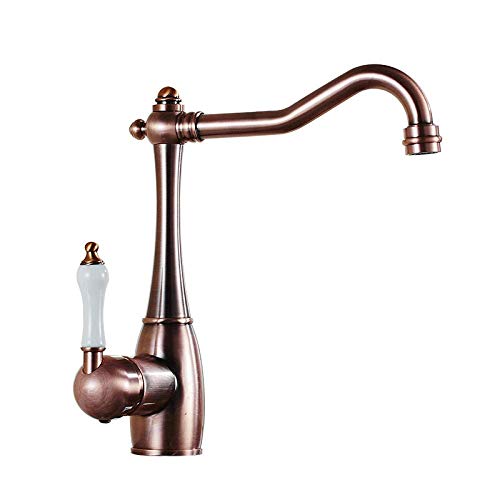 Bad Waschbecken Zapftaps Retro Kupfer Rotatable Heißer und kaltes Beckenmixer Tap für Küchenspüle von XFLSDHGD