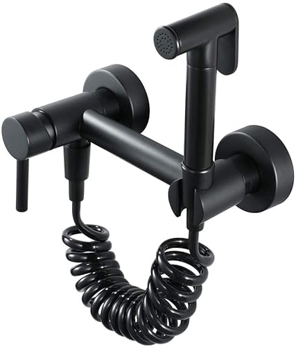 Bidet Sprayer für Toilette heißes und kaltes Wasser, mattschwarze Bidet Duschwandmontage Bidet Taps Kit Bidet Wasserhahn für Badezimmer Duschkopf Selbstreinigung Handsprüheset, c Bidet Sprayer für Toilette heißes und kaltes Wasser, mattschwarze Bidet Duschwandmontage Bidet Taps Kit Bidet Wasserhahn für Badezimmer Duschkopf Selbstreinigung Handsprüheset, c von XFLSDHGD