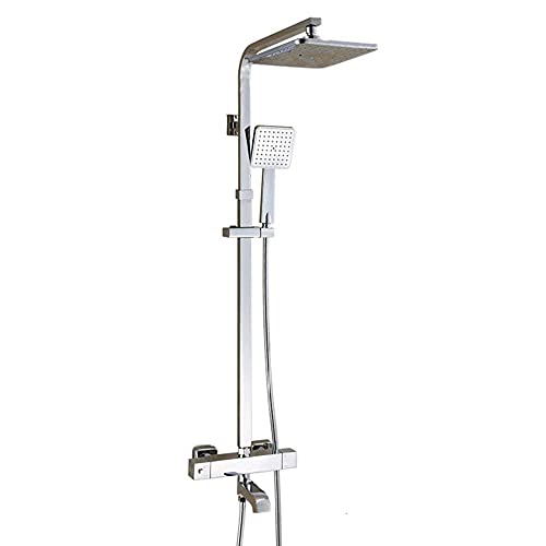 Chrom-plattierte thermostatische Duschmischer-Set, Messing-Duschkits mit Overhead-Duschkopf 360 Schwenkfarbhahn Set-B, B, B, B von XFLSDHGD