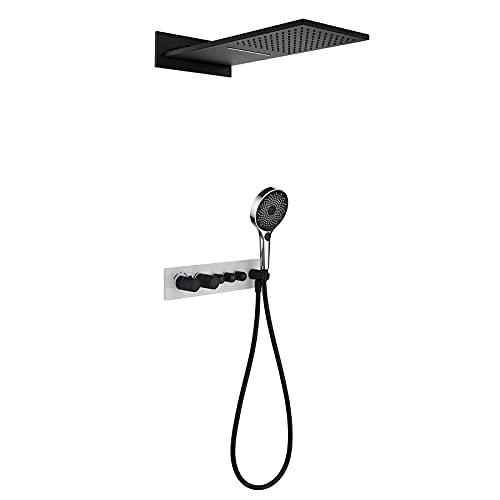 Dusch -Set -Duschsystem versteckte Duscharmaturen -Set mit 3 Funktionen Handheld -Sprühgerät und 2 Modi Regen Duschkopf Duschkombination mit eingebetteter Box Badewanne und Duschkit, Schwarz Dusch -Set -Duschsystem versteckte Duscharmaturen -Set mit 3 Funktionen Handheld -Sprühgerät und 2 Modi Regen Duschkopf Duschkombination mit eingebetteter Box Badewanne und Duschkit, Schwarz von XFLSDHGD