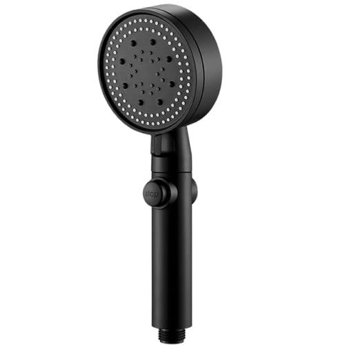 Duschkopf Wasser spart schwarz 5 modus verstellbar Hochdruck Dusche ein-Tasten-Stop Wasser Dusche Badezimmerzubehör, schwarz von XFLSDHGD