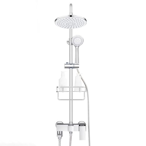 Duschmenge Wandmontierte Eingriffhöhe verstellbare Duschsäule Set Niederschlag Duschkopf und Schlauchset, Duschmenge Wandmontierte Eingriffhöhe verstellbare Duschsäule Set Niederschlag Duschkopf und Schlauchset, von XFLSDHGD