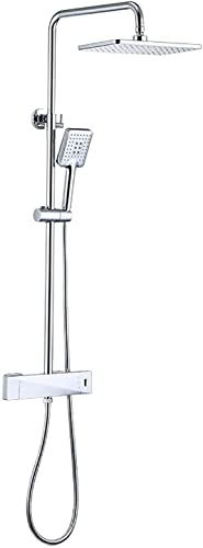Duschsystem Thermostatisch, Duscharmaturen Set 12 Zoll Duschkombination Set Wandmontagempflegte Regenmischer -Kombination mit Wannenauslauf, Regenduschkopf, Handschubtuschkopf, Messingventilkörper, von XFLSDHGD