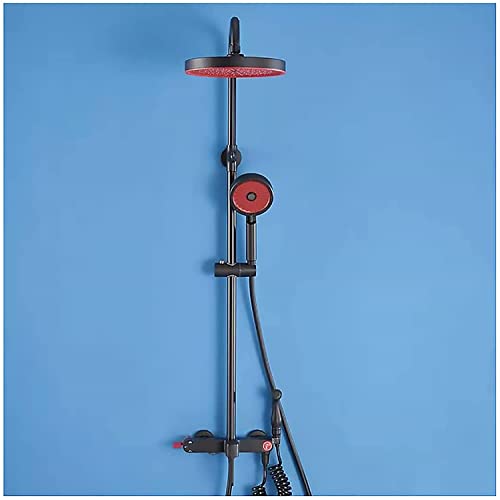 Duschsystem Wandmontierte Duscharmatur Set mit 10 -Zoll -Duschkopf Duschschlauch Dusch Set Badezimmer mit Badfüller und Handdusche, Bidet Sprayer, Che ， rot von XFLSDHGD