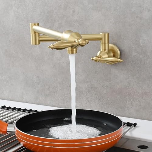 Gebürstete Messingwand montierte Küchenspüle Mischmischhahn Klapper Wasserhahn mit zwei Hebel für kaltes Wasser 1 Loch Installation Gebürstete Messingwand montierte Küchenspüle Mischmischhahn Klapper Wasserhahn mit zwei Hebel für kaltes Wasser 1 Loch Installation von XFLSDHGD