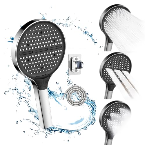 Hochdruck-Handheld-Duschkopf-Set-Drei-Gang-Booster, 1,5-m-Schlauch, stanzfreie Halterung, 15 cm von XFLSDHGD