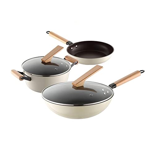 Kochgeschirrtopf Set Set Wok Suppenkinder Milch Topf Gusseisen chinesisches 3-teiliger Set mit Cover Küche Kochtopf Kochgeschirrtopf Set Set Wok Suppenkinder Milch Topf Gusseisen chinesisches 3-teiliger Set mit Cover Küche Kochtopf von XFLSDHGD
