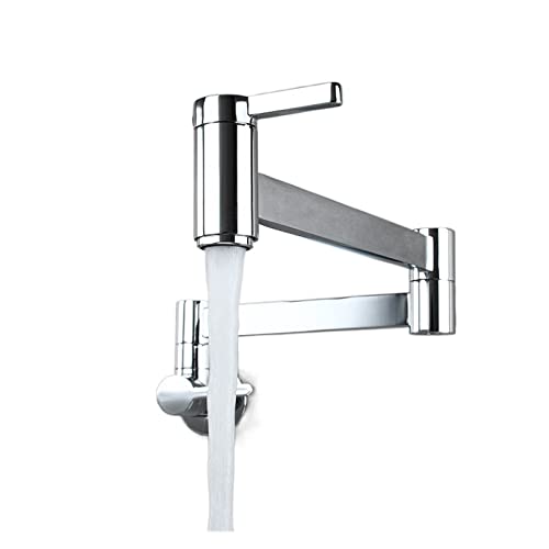 Küchenarmatur, Messing Doppelschalter Basin Wasserhahn Küche in Wandklapper einzelner kaltes Wasserhahn Mop Spüle Ausdehnung Topf Füllhahn Gold Schwarz Chrom (Farbe: Chrom) von XFLSDHGD
