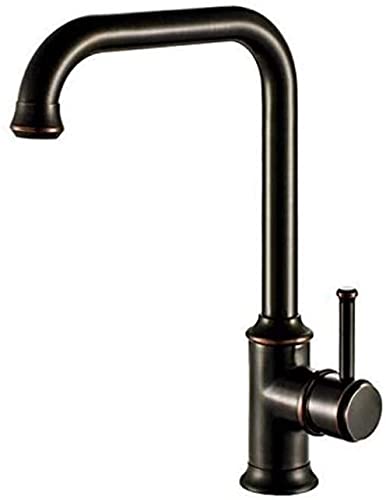 Küchenarmatur kontinentaler Bronze Schwarzer Wasserhahn reines Kupfer antikes heißes und kaltes Wasser unter dem Bühnenbecken von XFLSDHGD