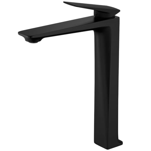 Moderne Matt Black Messing Deck montiertes Badezimmerbecken Wasserhahn mit einem Griffmixer heiß und kalt von XFLSDHGD
