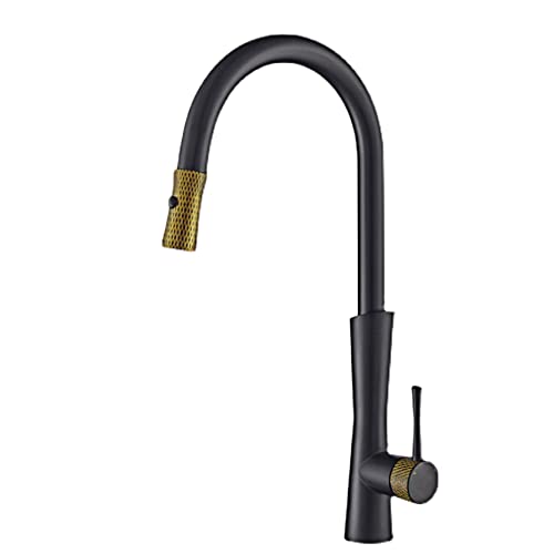 Moderne matte schwarze Kronleuchter Küchenarmatur Eingriff Kupferdesign mit 2 Modus -Outlet -Kontrolle für heißes und kaltes Wasser stilvoller Spüle Wasserhahn von XFLSDHGD