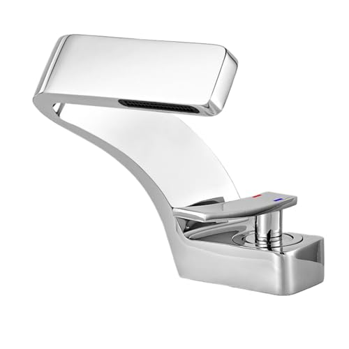 Moderner gebürsteter Messing Wasserfall Kronleuchter Becken Wasserhahn für Waschbeckenmixer mit heißem und kaltem Wasserdeck von XFLSDHGD