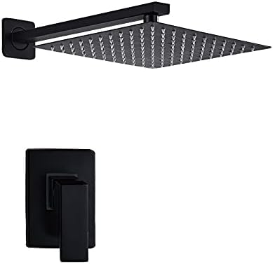 Neues Matt Black Badezimmer Dusche Wasserhahn Set 8/10/12/16 Duschkopf mit Dusche Handspray Heiße und kaltes Wassermischerbad, 8 Zoll Duschset, 8 Zoll Duschset Set von XFLSDHGD