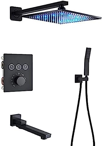 Schwarzer thermostatischer Duschhahnniederschlag Duschkopf Wandmontierter Badewanne Mixer Tap Bad Dusche Set Wand-2-Way-12-Zoll-Wand, A3-Way-16-Zoll-Wand , 2way16inch Wand Schwarzer thermostatischer Duschhahnniederschlag Duschkopf Wandmontierter Badewanne Mixer Tap Bad Dusche Set Wand-2-Way-12-Zoll-Wand, A3-Way-16-Zoll-Wand , 2way16inch Wand von XFLSDHGD