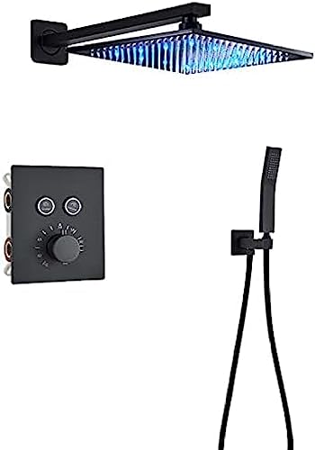 Schwarzer thermostatischer Duschhahnniederschlag Duschkopf Wandmontierter Badewanne Mixer Tap Bad Dusche Set Wand-2-Way-12-Zoll-Wand, A3-Way-16-Zoll-Wand , 2way16inch Wand Schwarzer thermostatischer Duschhahnniederschlag Duschkopf Wandmontierter Badewanne Mixer Tap Bad Dusche Set Wand-2-Way-12-Zoll-Wand, A3-Way-16-Zoll-Wand , 2way16inch Wand von XFLSDHGD