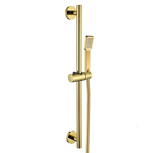Square Handheld Duschkopf mit Schleifstangenkit Verstellbarer Höhe Edelstahl -Wandhalterung inklusive Schlauch Roségold von XFLSDHGD